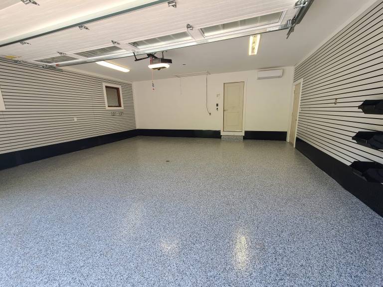 Epoxy Garage Floor with Slat Wall