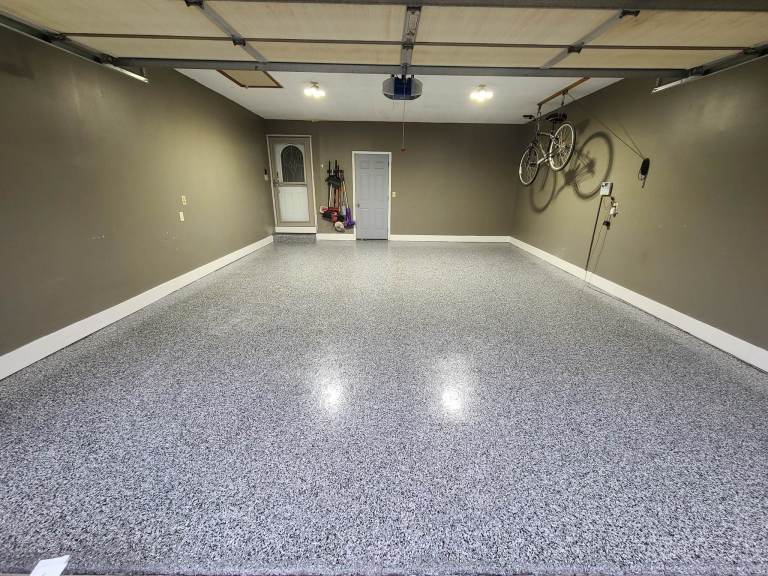 Black Marble Flake Epoxy Garage Floor